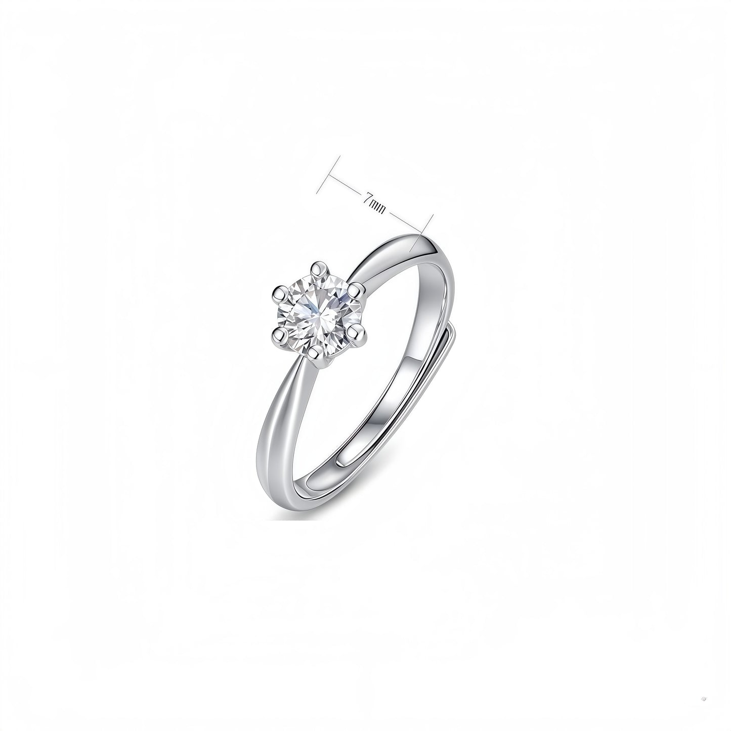 0.5CT Round Cut Moissanite Engagement Ring - S925 Sterling Silver Adjustable Band