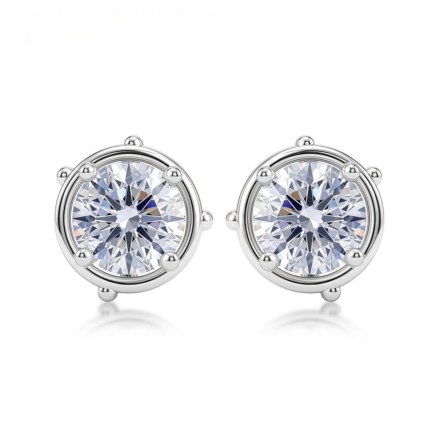 Bezel-Set 2.16ctw D VVS Lab Diamond Studs - S925 - Dapaza
