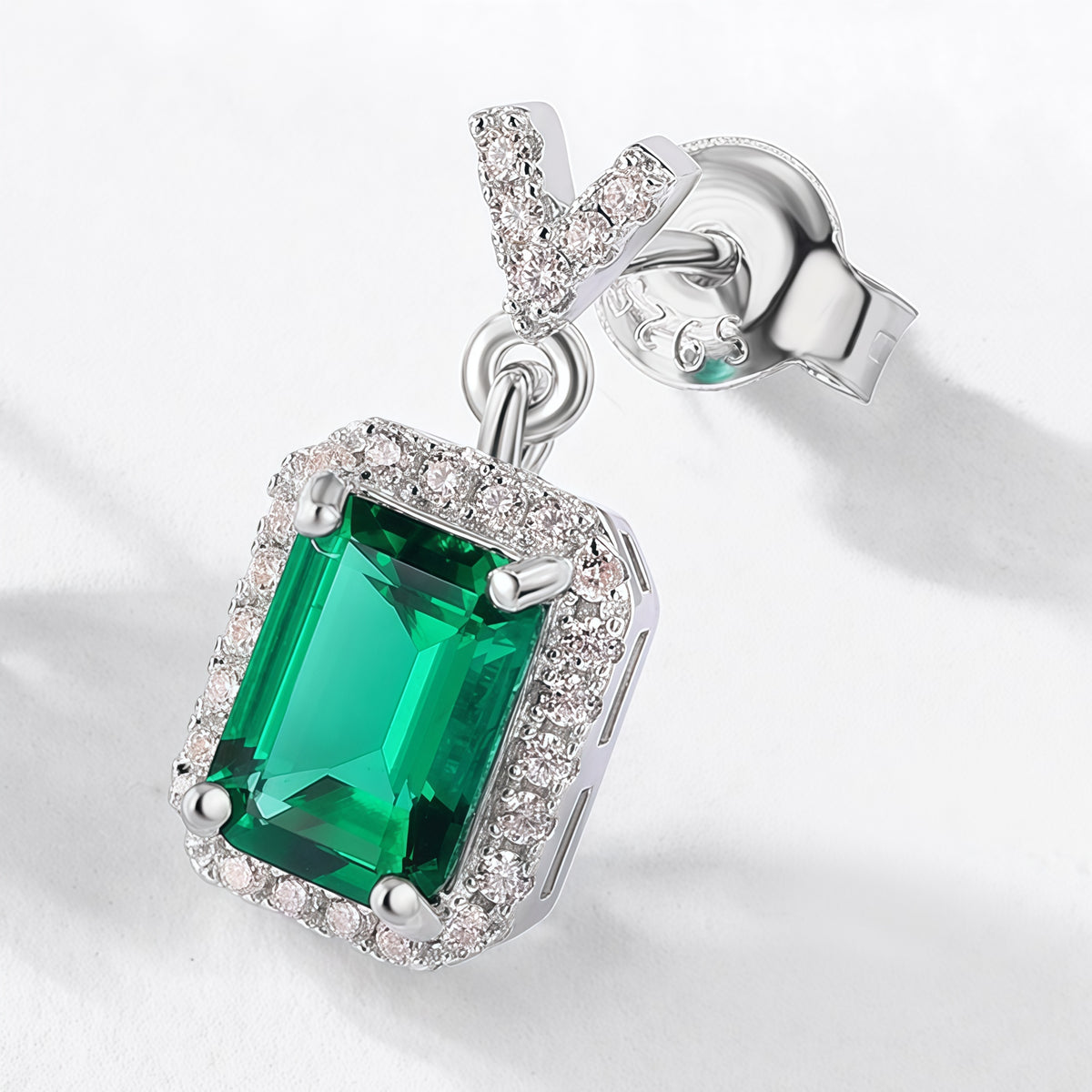 Chic Emerald-Cut Lab-Grown Emerald Drop Earrings - 925 Sterling Silver - Dapaza Jewelry