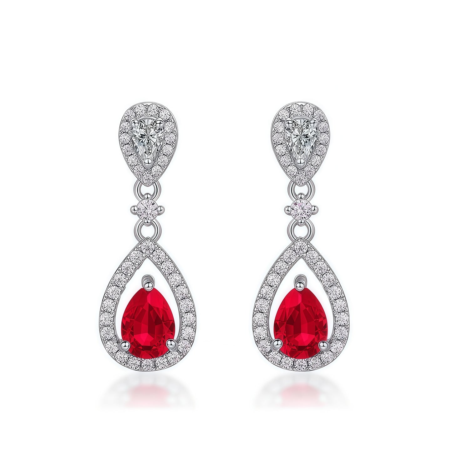 Premium Crystal Dew: Pear-Cut Lab-Grown Emerald Long Drop Earrings | 925 Silver