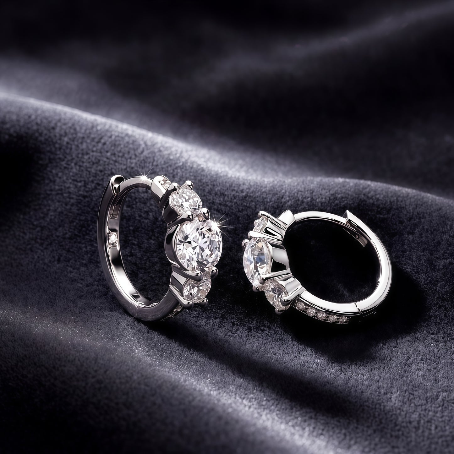 Dapaza Elegant 1.4ctw Round Cut Lab-Grown Diamond Hoop Earrings in S925 Sterling Silver | D Color VVS Clarity Luxury Huggie Earrings for Women