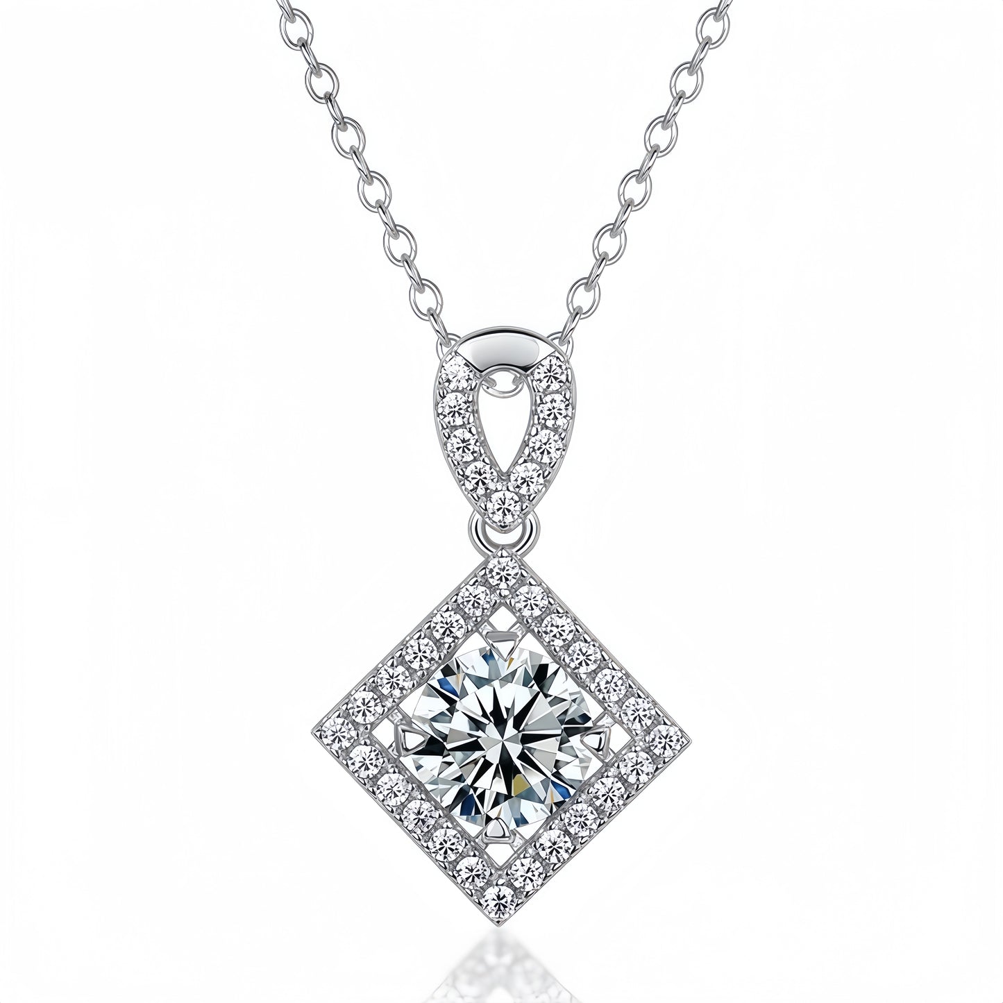 Classic 1 Carat CVD Lab Grown Diamond Pendant Necklace | S925 Sterling Silver Plated Gold Fashion Necklace for Women - Dapaza
