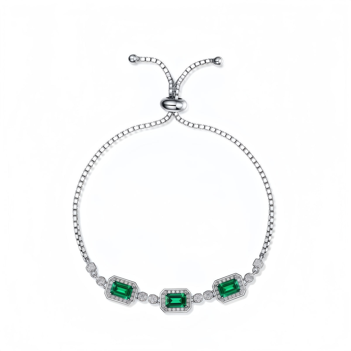 Premium Dapaza Artisan Lab-Grown Emerald Tennis Bracelet | S925 Silver Diamond Accent