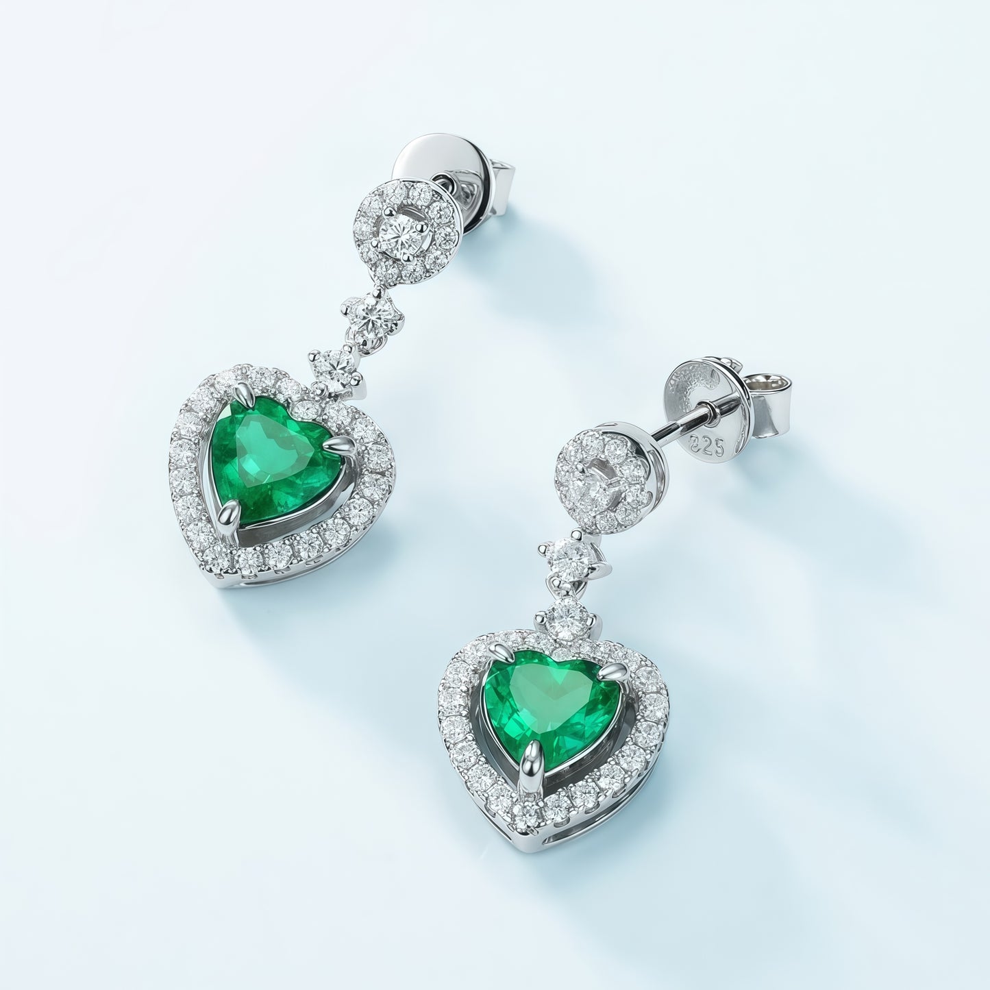 Sustainable 1.38CT Lab-Grown Emerald Heart Earrings | Handcrafted 925 Silver Ethical Luxury by Dapaza
