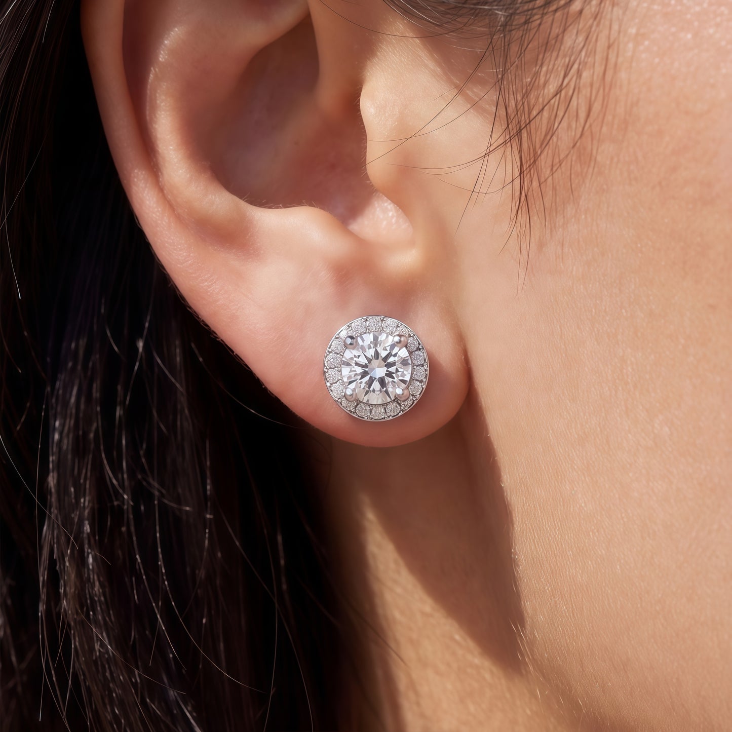 Luxury 2.2ctw CVD Lab Diamond Halo Studs - S925 - Dapaza