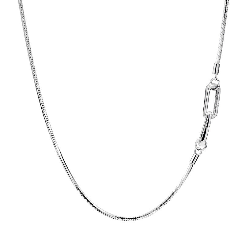 Snake bone chain necklace 925 sterling silver cold style design stacking universal buckle bare chain clavicle chain silver jewelry