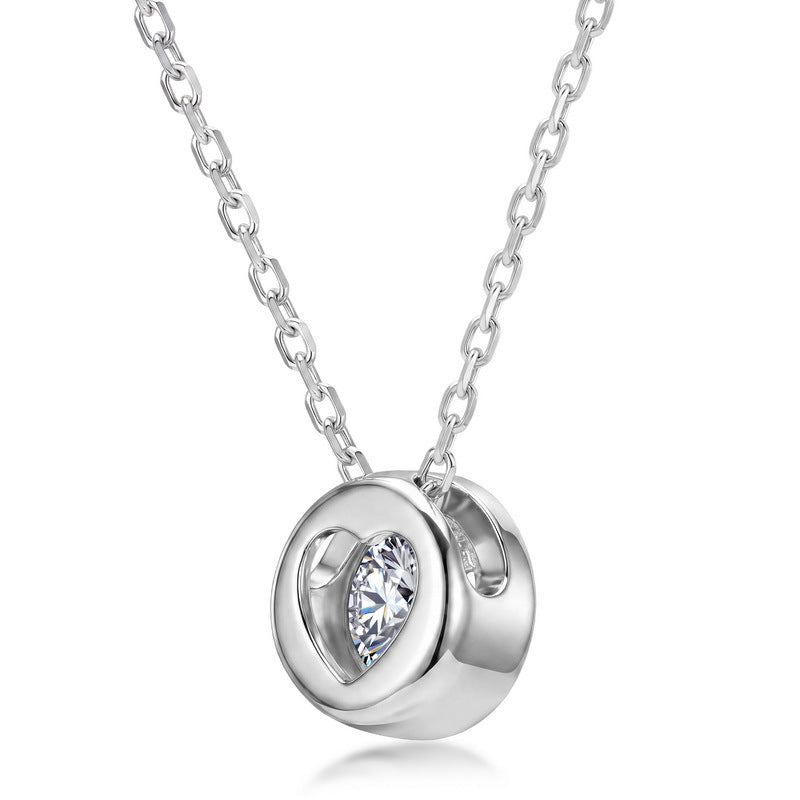 Minimalist 1.0CT Round Brilliant Cut CVD Lab Grown Diamond Bezel Necklace | S925 Sterling Silver Solitaire Clavicle Chain for Women - Dapaza