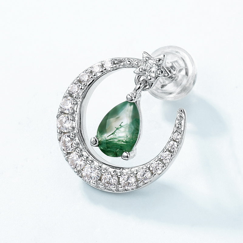 Moon Moss Agate Earrings | 925 Sterling Silver