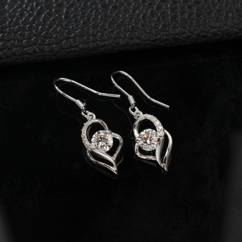 Cupid's Arrow Lab-Grown Diamond Dangle Hook Earrings - S925 Sterling Silver