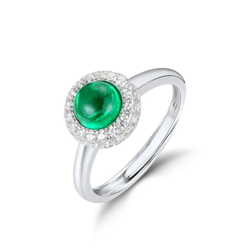 Classic Round: Dainty Lab-Grown Emerald Stud Earrings | 925 Silver | Dapaza
