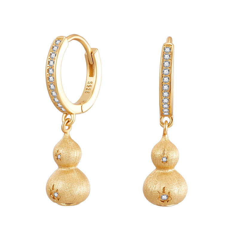 S925 Sterling Silver Gold Cut Out Gourd Necklace for Women Micro-embedded Zirconium Accessible Luxuryniche Style Design Classy Sense Clavicle Chain