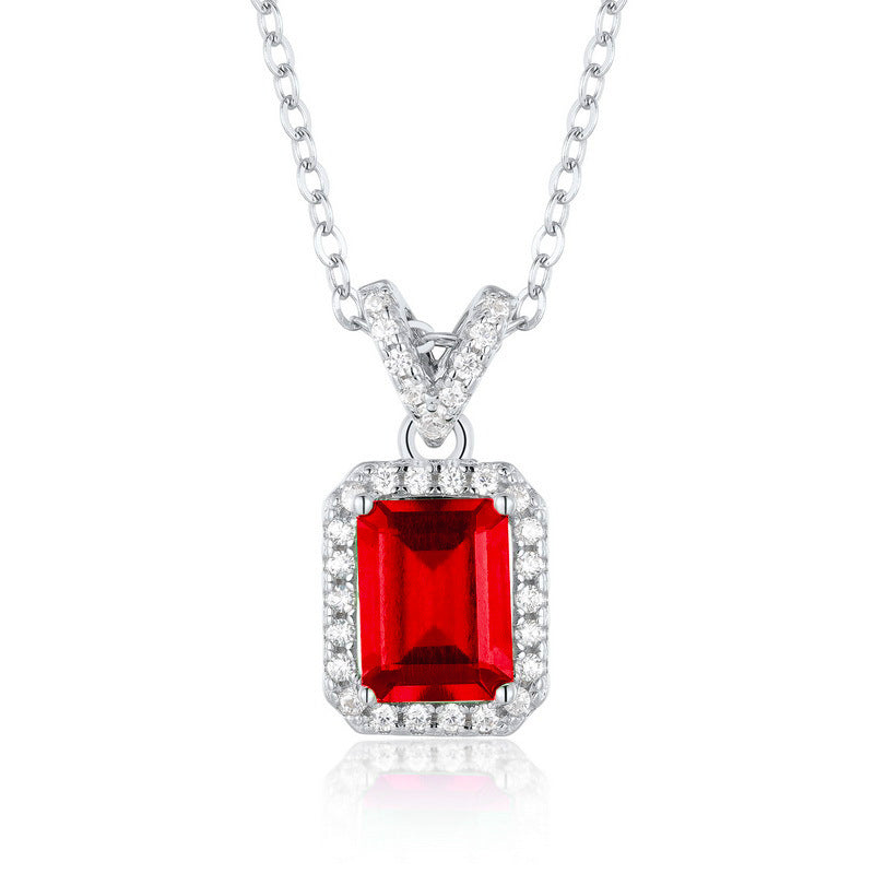 Dapaza Modernist Geometric Lab-Grown Emerald Pendant | Luxury S925 Silver