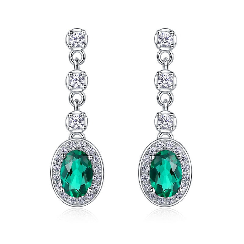 Elegant Emerald-Cut Lab-Grown Emerald Drop Earrings - 925 Sterling Silver