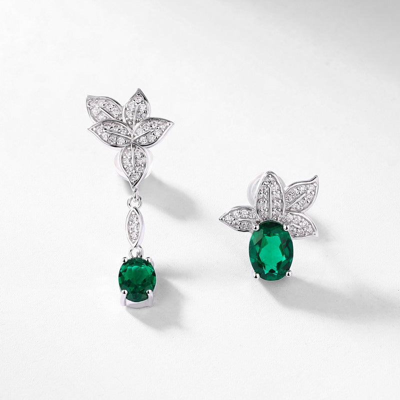 Modern Edge: Asymmetric Lab-Grown Emerald Linear Drop Earrings | 925 Silver