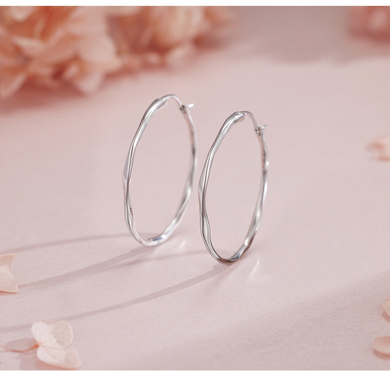Circle Earrings for Women, High-end S925 Sterling Silver, Irregular Personalized Exquisite European and American Large Earrings for Women
