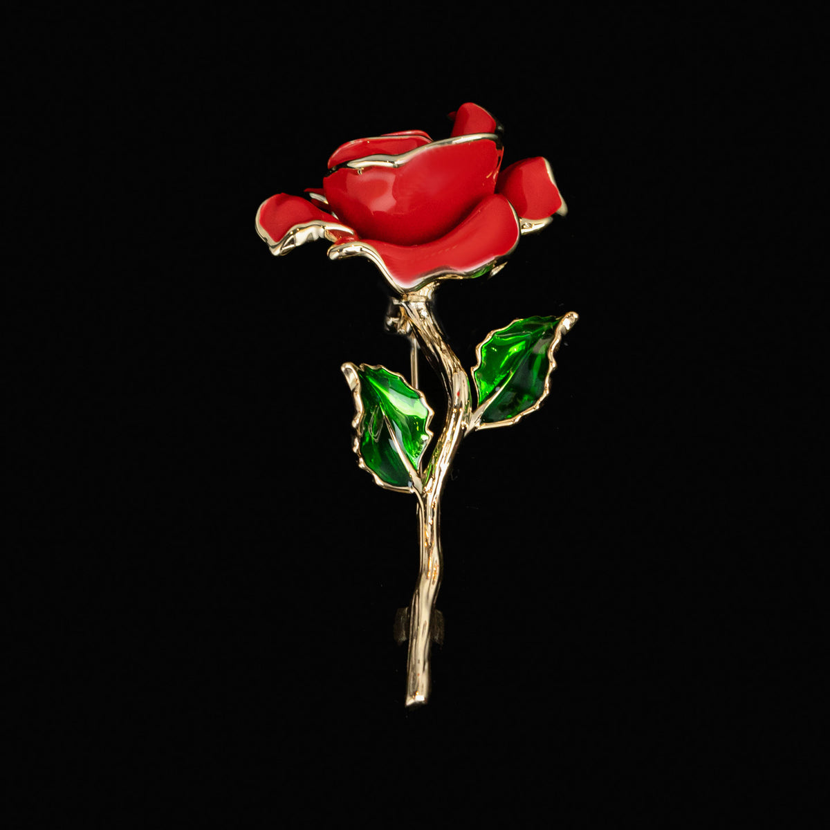 Diamond Red Rose Brooch
