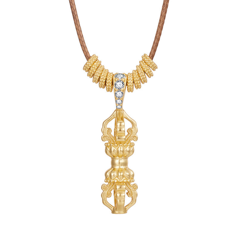 Necklace Accessible Luxury Niche High-end S925 Sterling Silver New Chinoiserie National Trend Vajra Autumn and Winter Pull-out Longsweater Chain