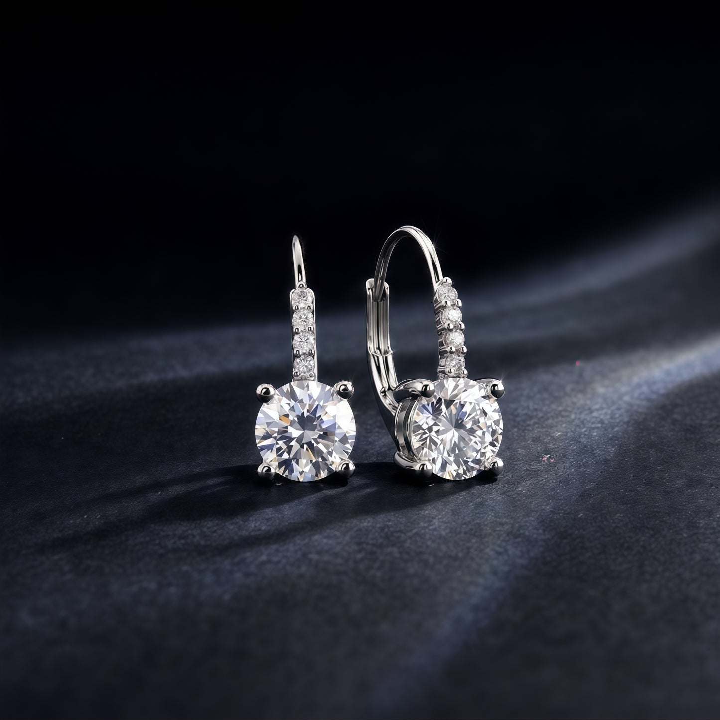 Round 1.68ctw HPHT Lab Diamond Leverback Earrings - S925 - Dapaza