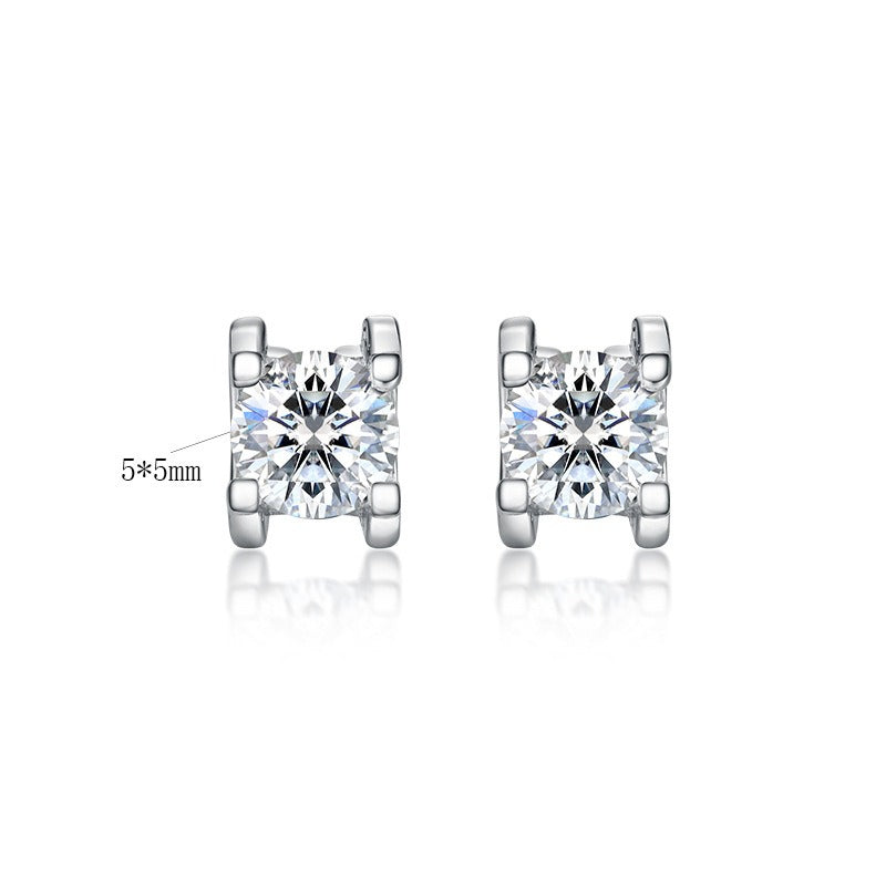 Classic Moissanite Bull Setting Stud Earrings - S925 Sterling Silver