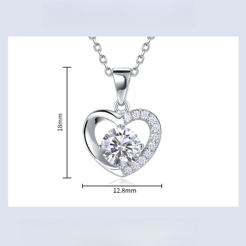 Hollow Heart Lab-Grown Diamond Pendant Necklace - S925 Sterling Silver