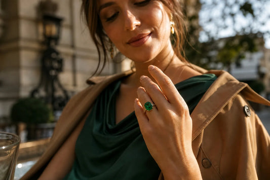 Ethical lab-grown emerald ring for anniversary gift