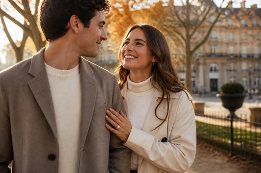 Fall engagement planning with a 2-carat oval lab-grown diamond ring