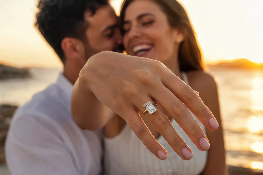 Summer Beach Proposal with Lab-Grown Diamond Ring