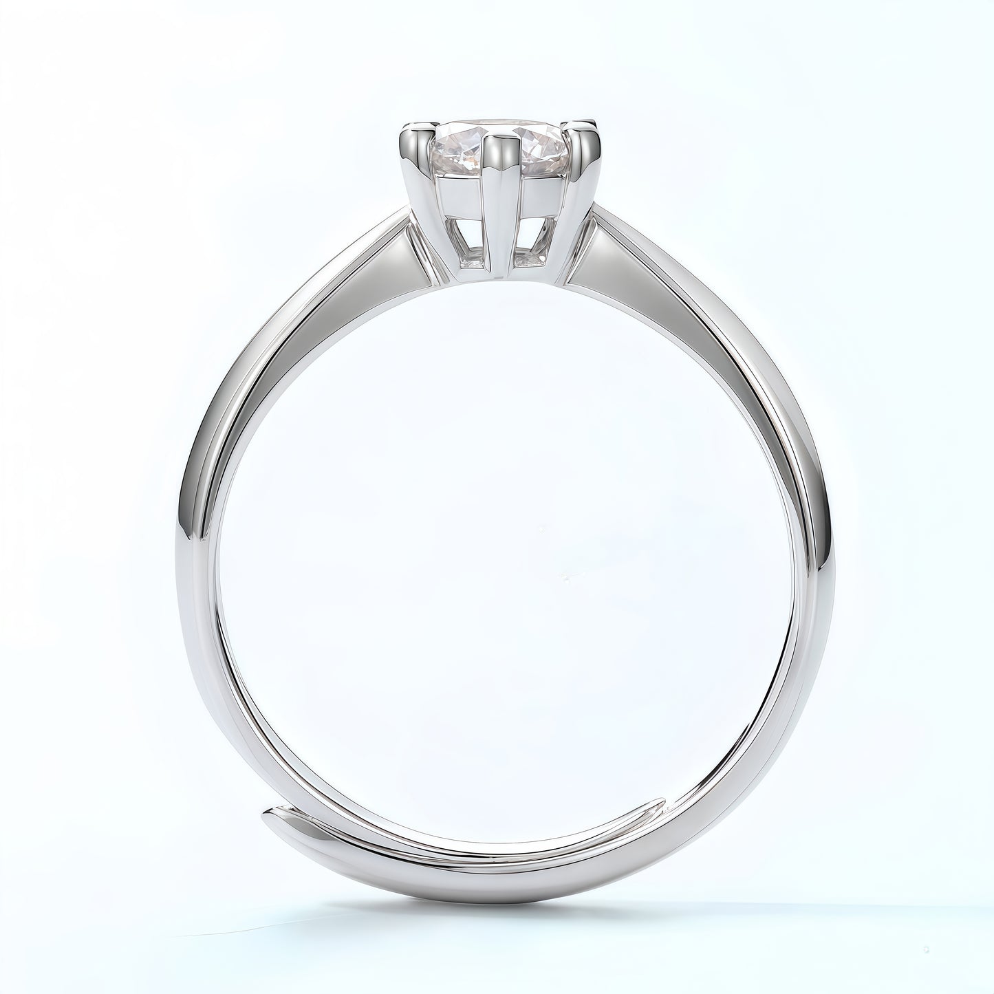 0.5CT Round Cut Moissanite Engagement Ring - S925 Sterling Silver Adjustable Band