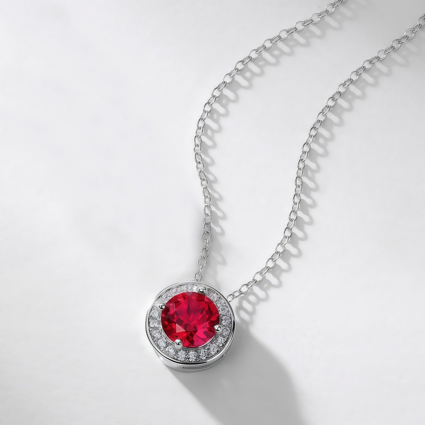 Premium Geometric Radiance: Full-Pavé Circular Lab-Grown Emerald Necklace | 925 Silver
