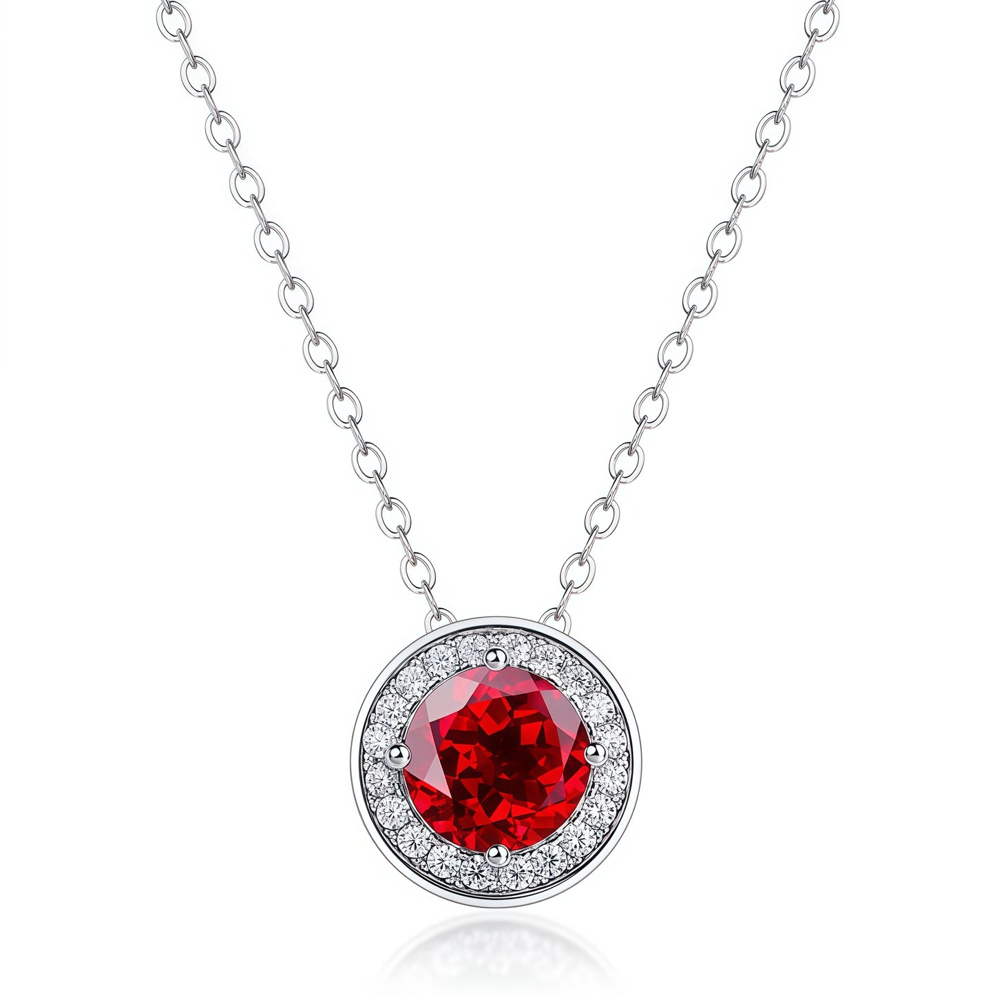 Premium Geometric Radiance: Full-Pavé Circular Lab-Grown Emerald Necklace | 925 Silver