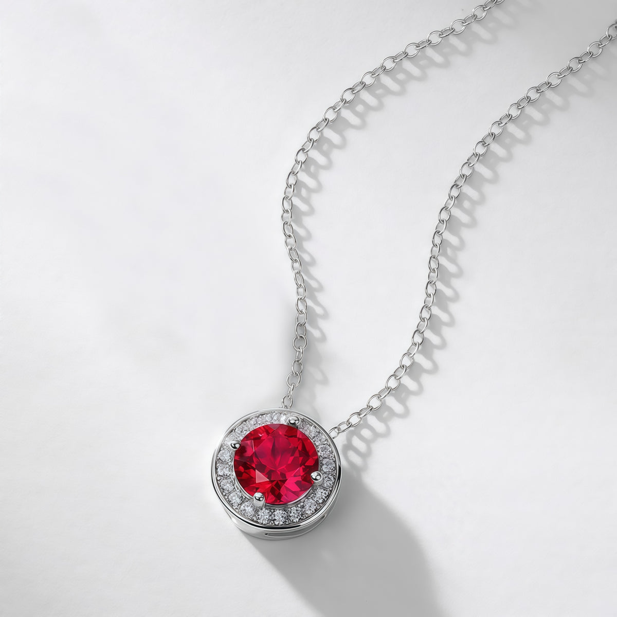 Premium Geometric Radiance: Full-Pavé Circular Lab-Grown Emerald Necklace | 925 Silver