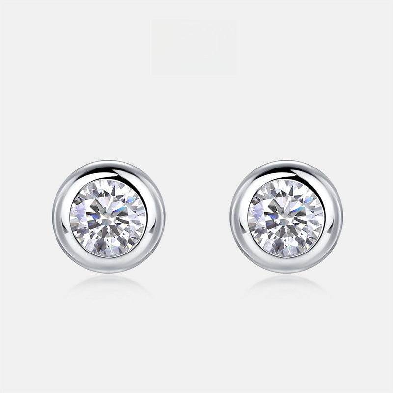 Classic Bezel-Set Lab-Grown Diamond Stud Earrings - S925 Sterling Silver