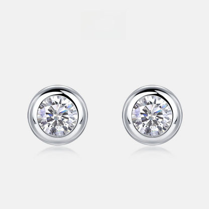Classic Bezel-Set Lab-Grown Diamond Stud Earrings - S925 Sterling Silver