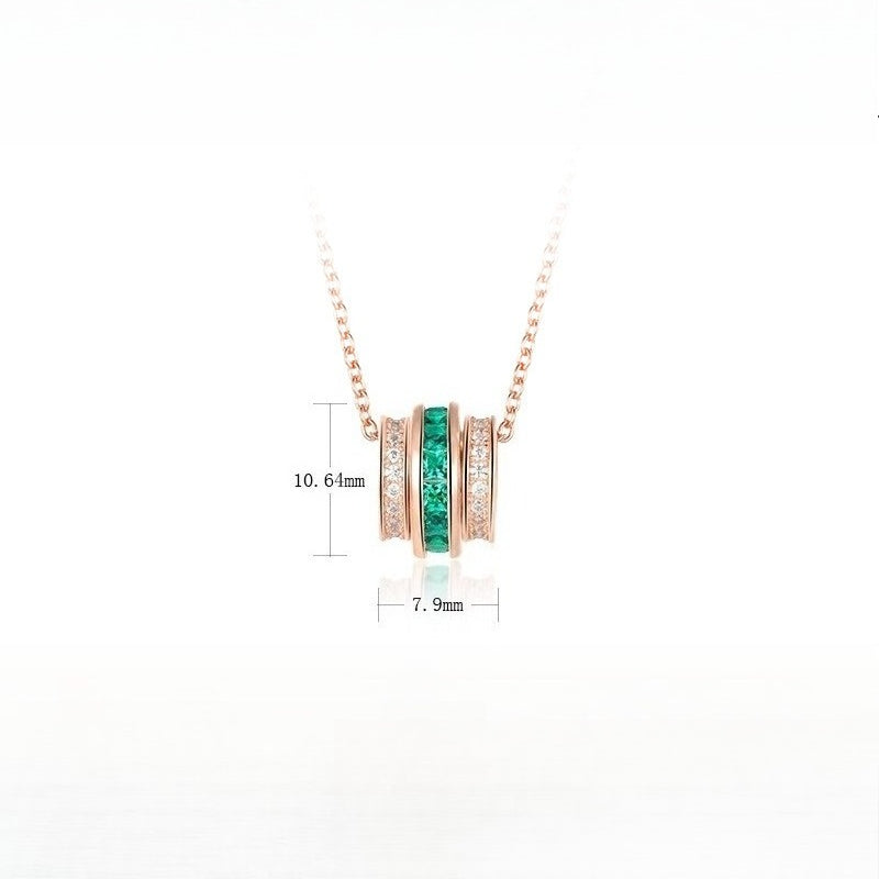 Lab-Grown Emerald Pendant Necklace - S925 Sterling Silver