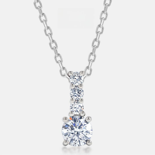 Minimalist HPHT Lab Grown Diamond Pendant Necklace in S925 Sterling Silver | Elegant Everyday Fine Jewelry
