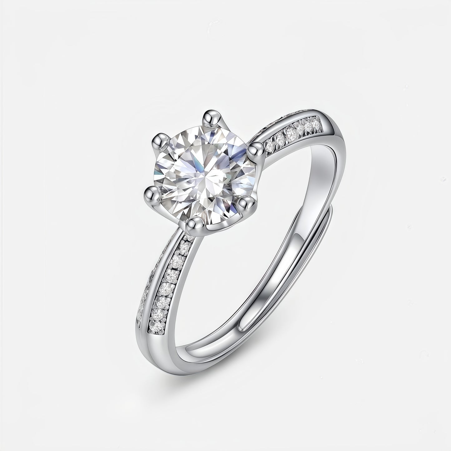 1.12CT Round Cut Moissanite Laurel Crown Ring - S925 Sterling Silver Adjustable Band