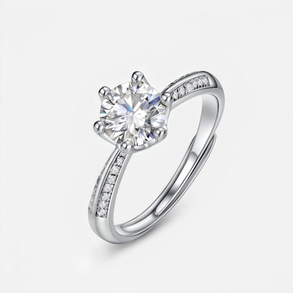 1.12CT Round Cut Moissanite Laurel Crown Ring - S925 Sterling Silver Adjustable Band