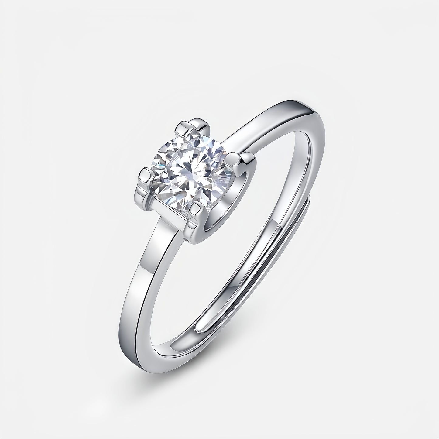 1.12CT Round Brilliant Moissanite Engagement Ring - S925 Sterling Silver "Ox-Head" Setting Solitaire