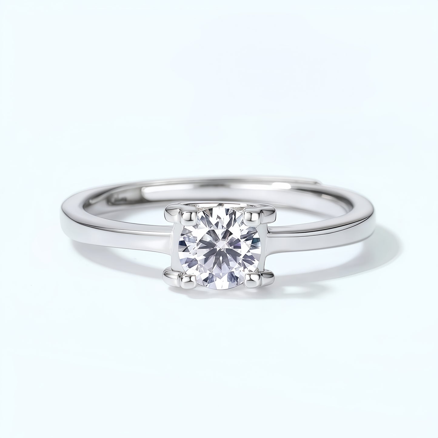 1.12CT Round Brilliant Moissanite Engagement Ring - S925 Sterling Silver "Ox-Head" Setting Solitaire