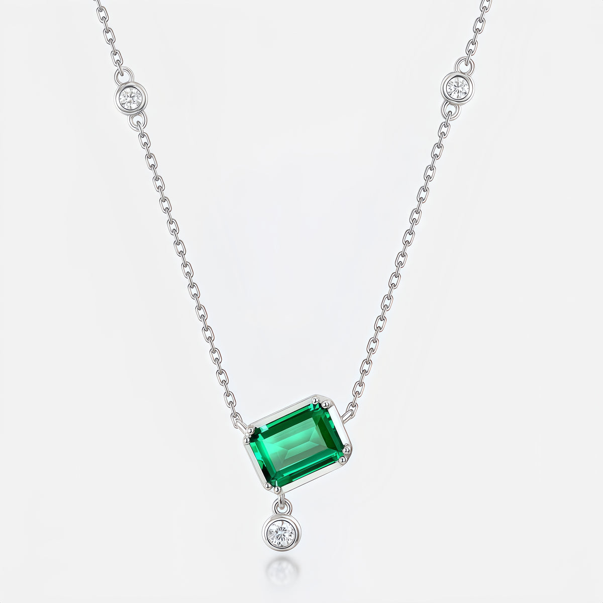 1.36ct Geometric Lab-Created Emerald Dancing Stone Necklace | Dapaza