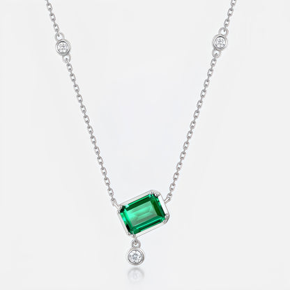 1.36ct Geometric Lab-Created Emerald Dancing Stone Necklace | Dapaza