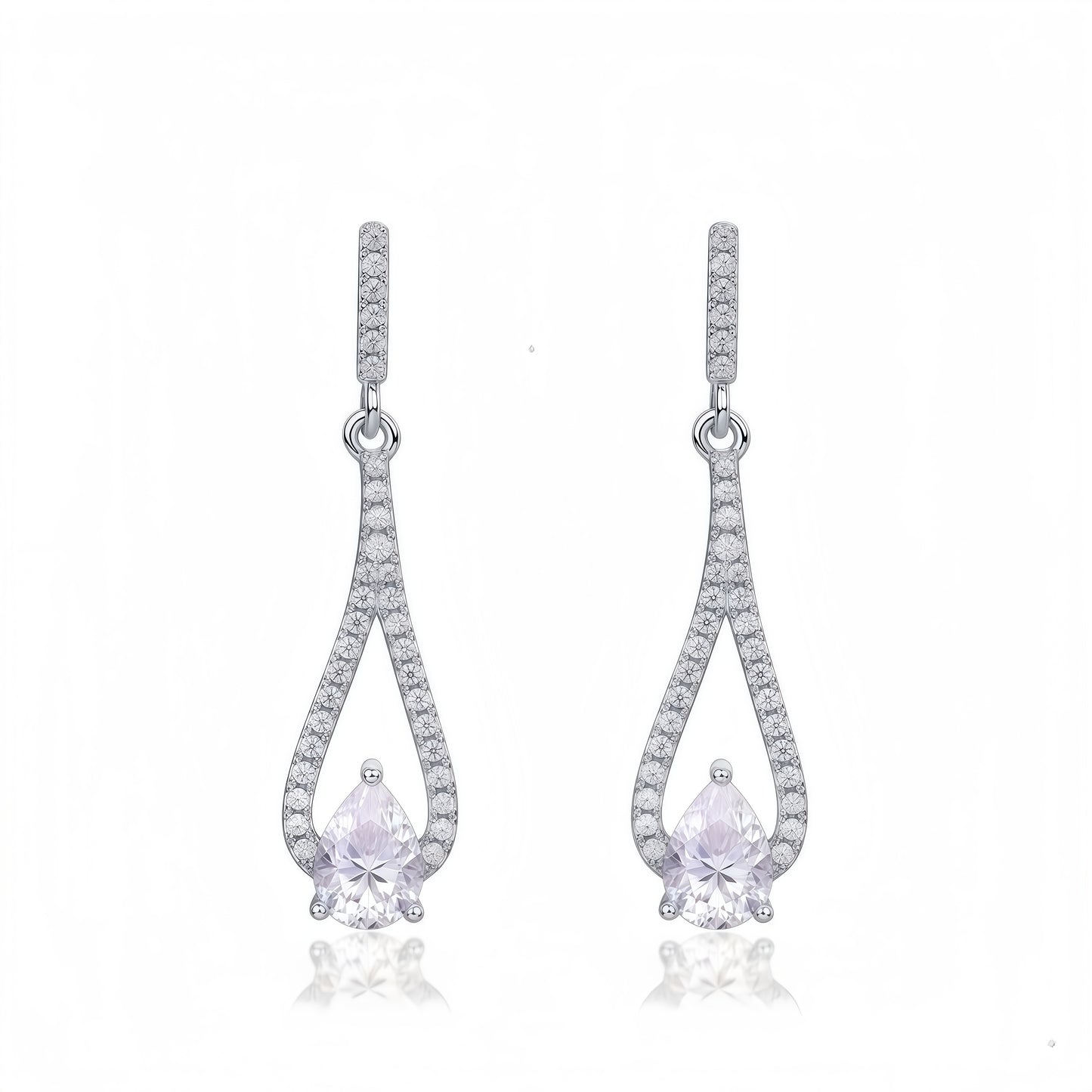 1.41CT Pear Cut Moissanite Drop Earrings - S925 Sterling Silver Long Dangle Earrings