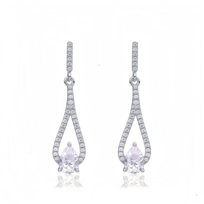 1.41CT Pear Cut Moissanite Drop Earrings - S925 Sterling Silver Long Dangle Earrings