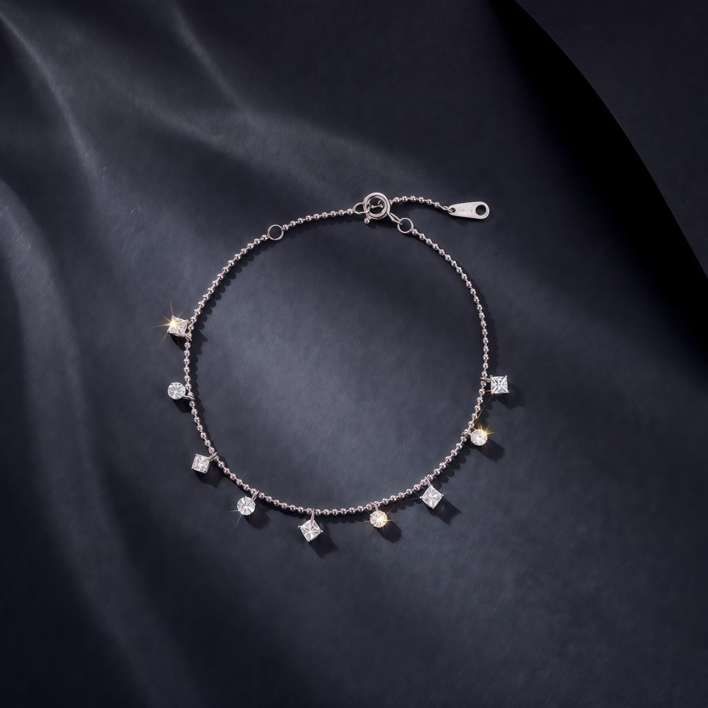 1.65ctw Lab Diamond Dangle Charm Bracelet - S925 - Dapaza