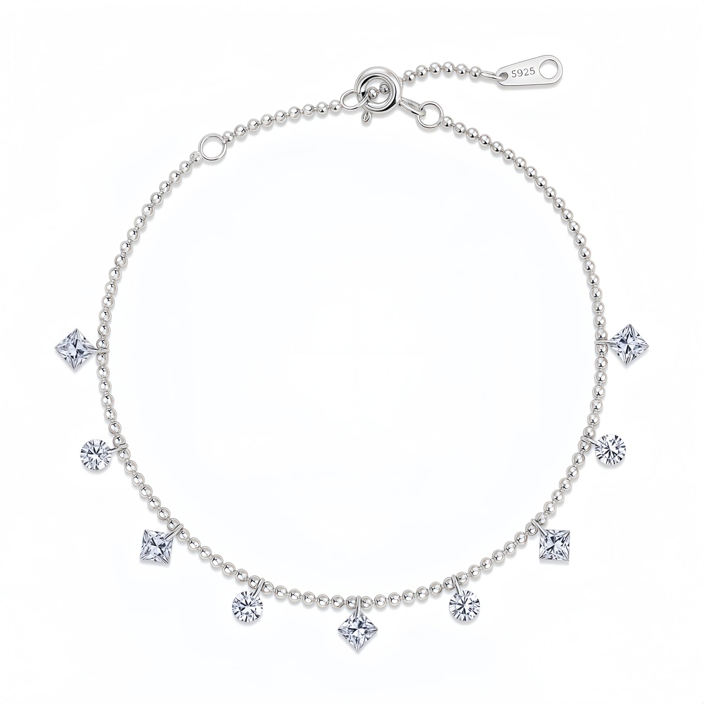 1.65ctw Lab Diamond Dangle Charm Bracelet - S925 - Dapaza