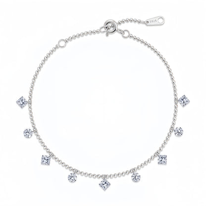 1.65ctw Lab Diamond Dangle Charm Bracelet - S925 - Dapaza
