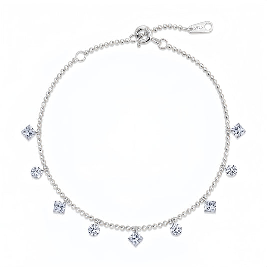1.65ctw Lab Diamond Dangle Charm Bracelet - S925 - Dapaza