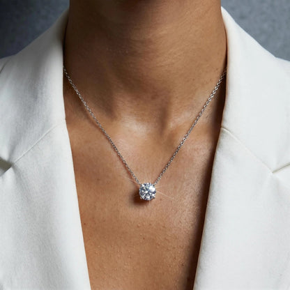 1.73CT Round Brilliant Cut Moissanite Solitaire Pendant Necklace - S925 Sterling Silver