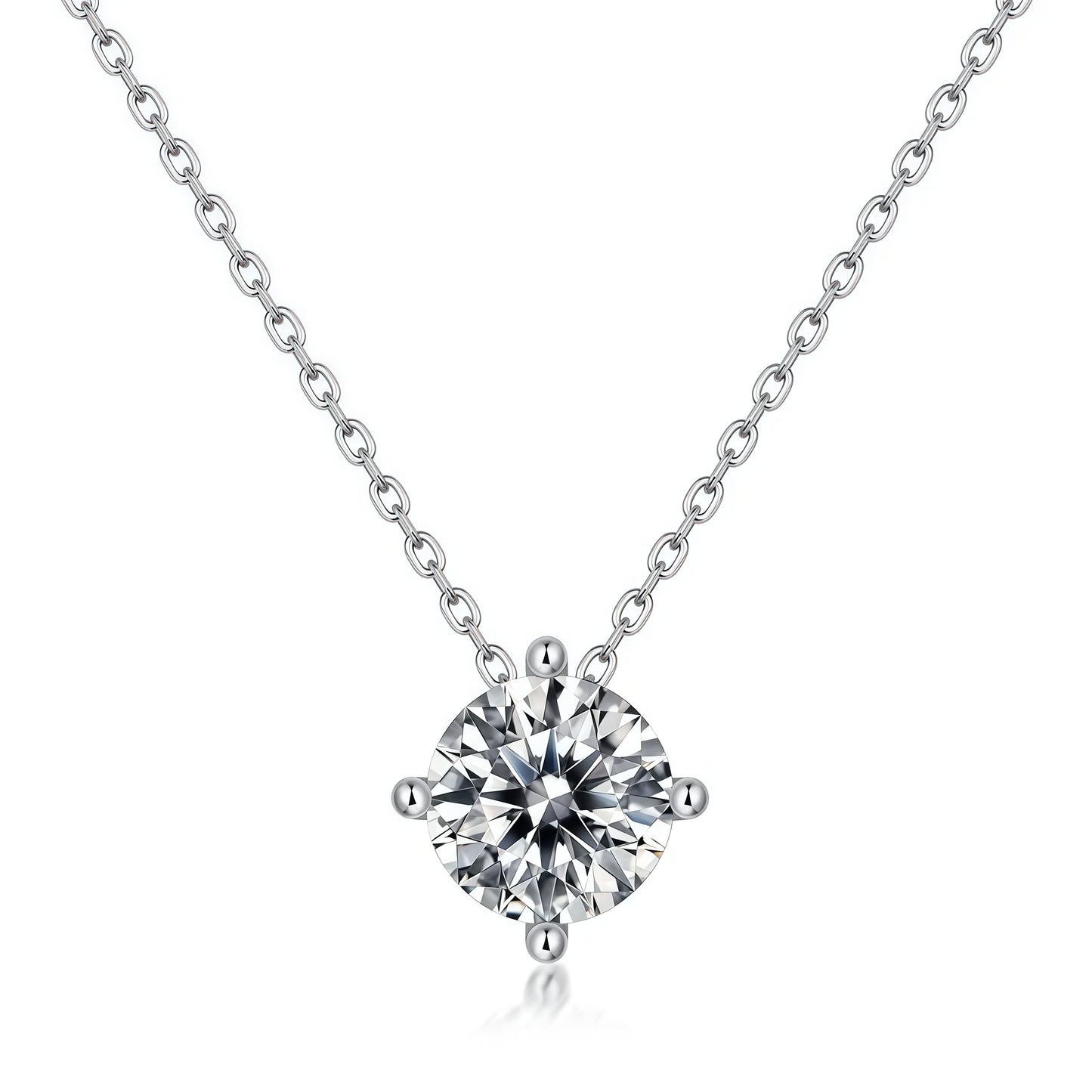 1.73CT Round Brilliant Cut Moissanite Solitaire Pendant Necklace - S925 Sterling Silver