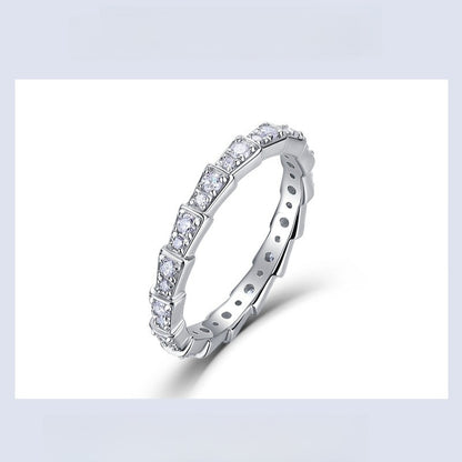 Lab-Grown Diamond Snake Bone Eternity Ring - S925 Sterling Silver